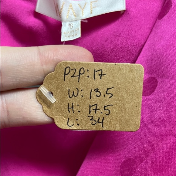 Wayf Barbie Hot Pink Fuchsia Satin Long Sleeve Polka Dot Mini Party Dress Small - Picture 12 of 12